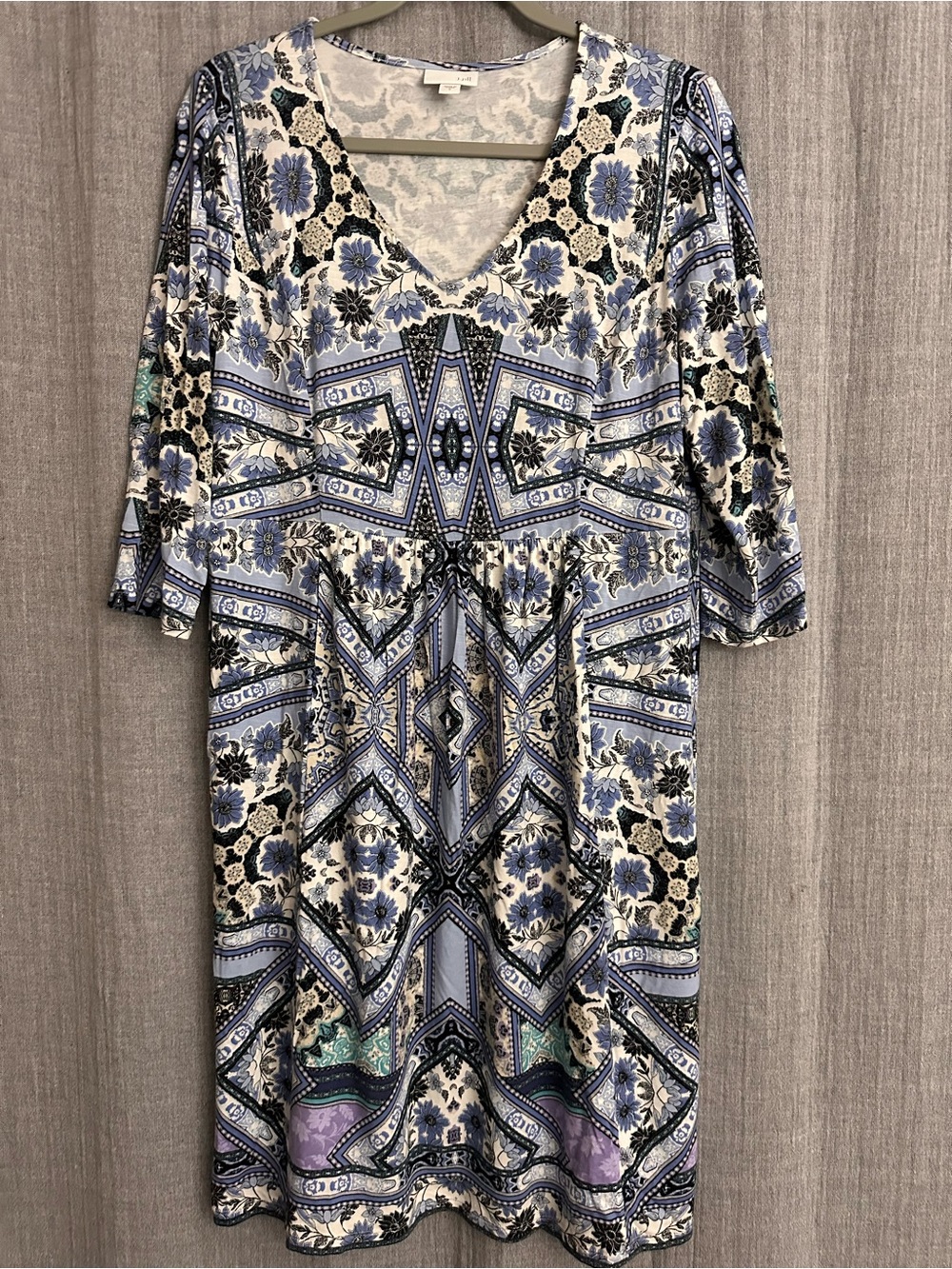 J. Jill Blue and White Floral Midi Dress